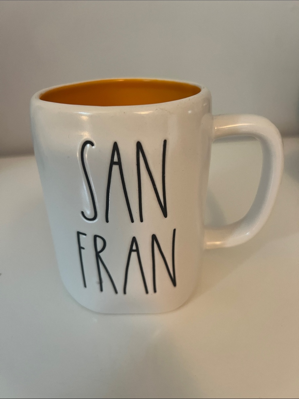 Rae Dunn White Mug with Yellow Interior - SAN FRAN